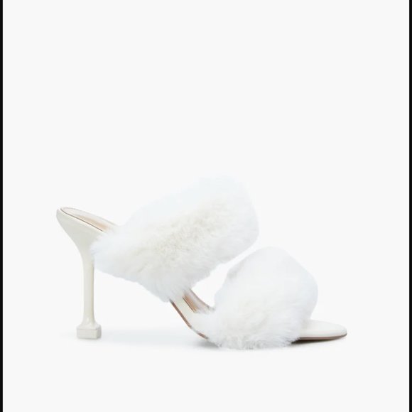 NWT Bridal, Angel, White Furry 2 Strapped Stilettos - Multiples Sizes - Picture 6 of 7
